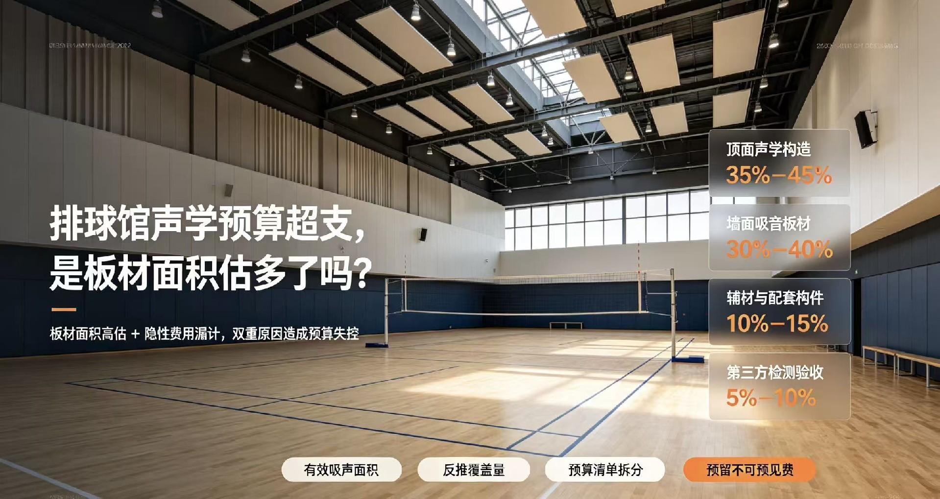 排球館聲學預算超支，是板材面積估多了嗎？