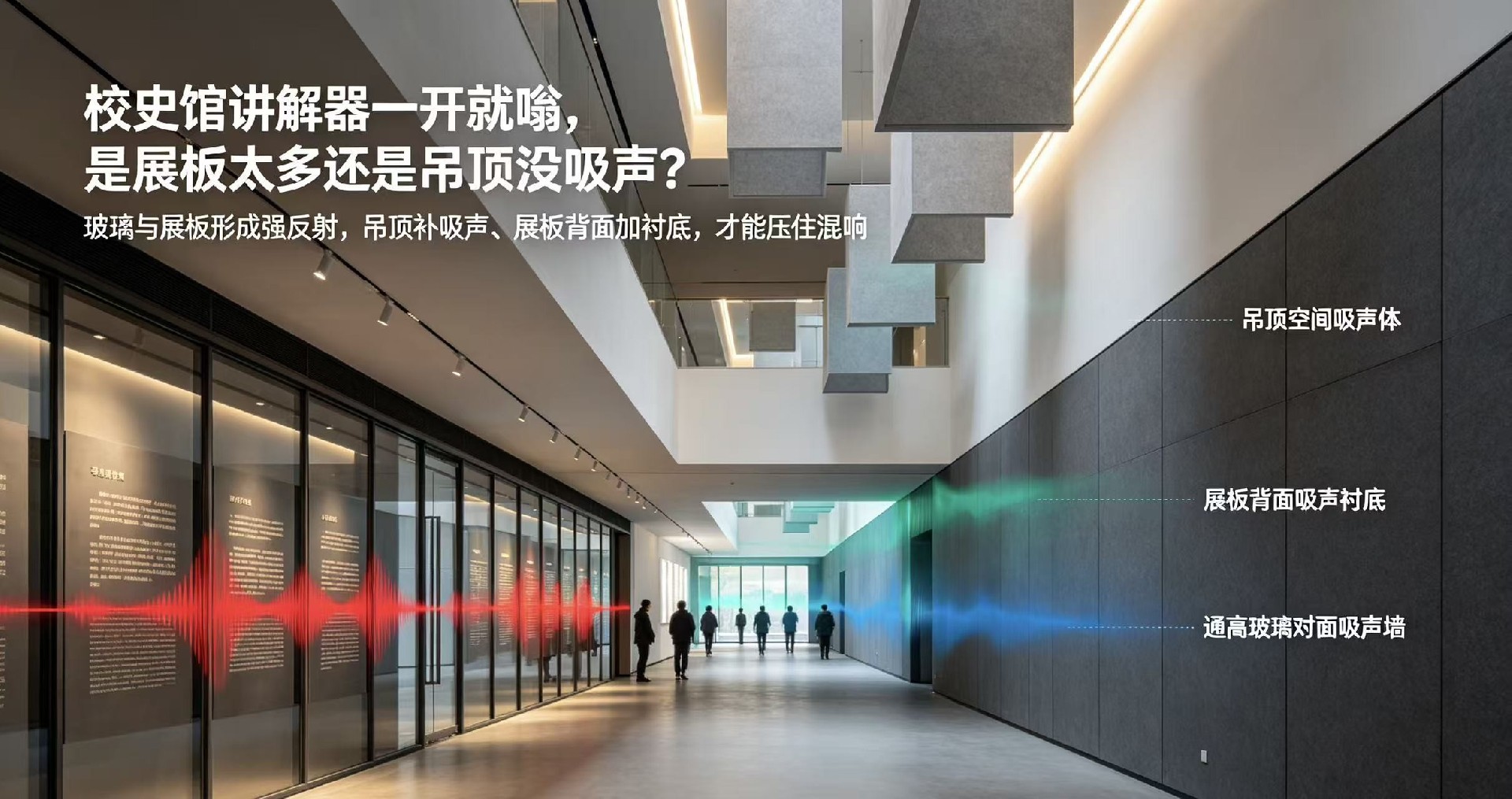 校史館講解器一開就嗡，是展板太多還是吊頂沒吸聲？