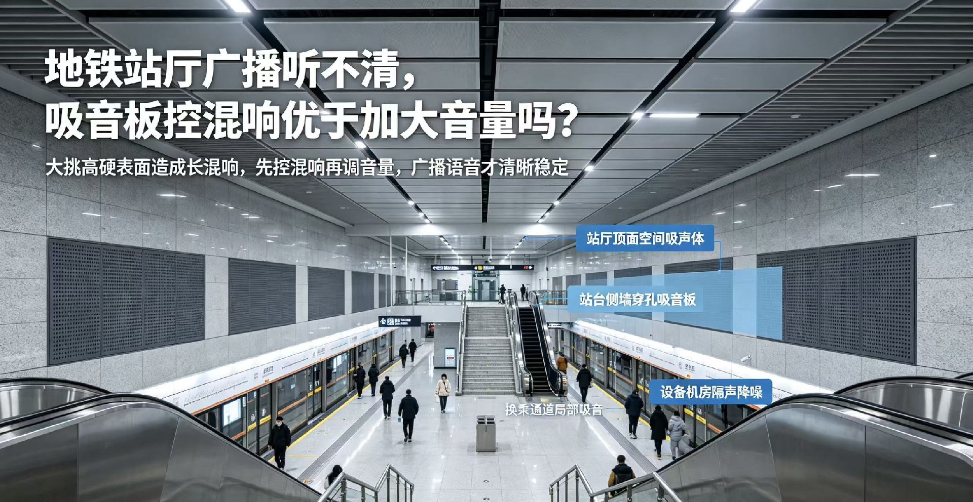 地鐵站點廣播嘈雜，吸音板控混響才是核心嗎？