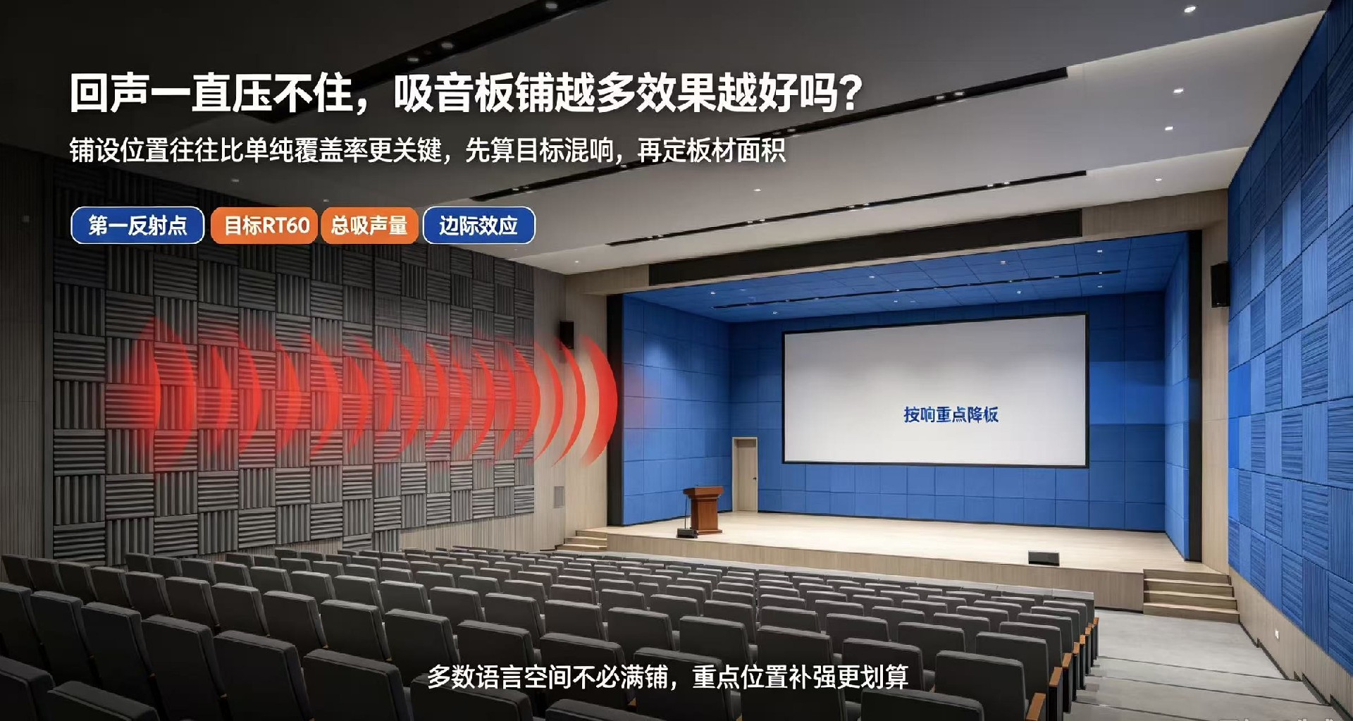 回聲一直壓不住，吸音板鋪越多效果越好嗎？