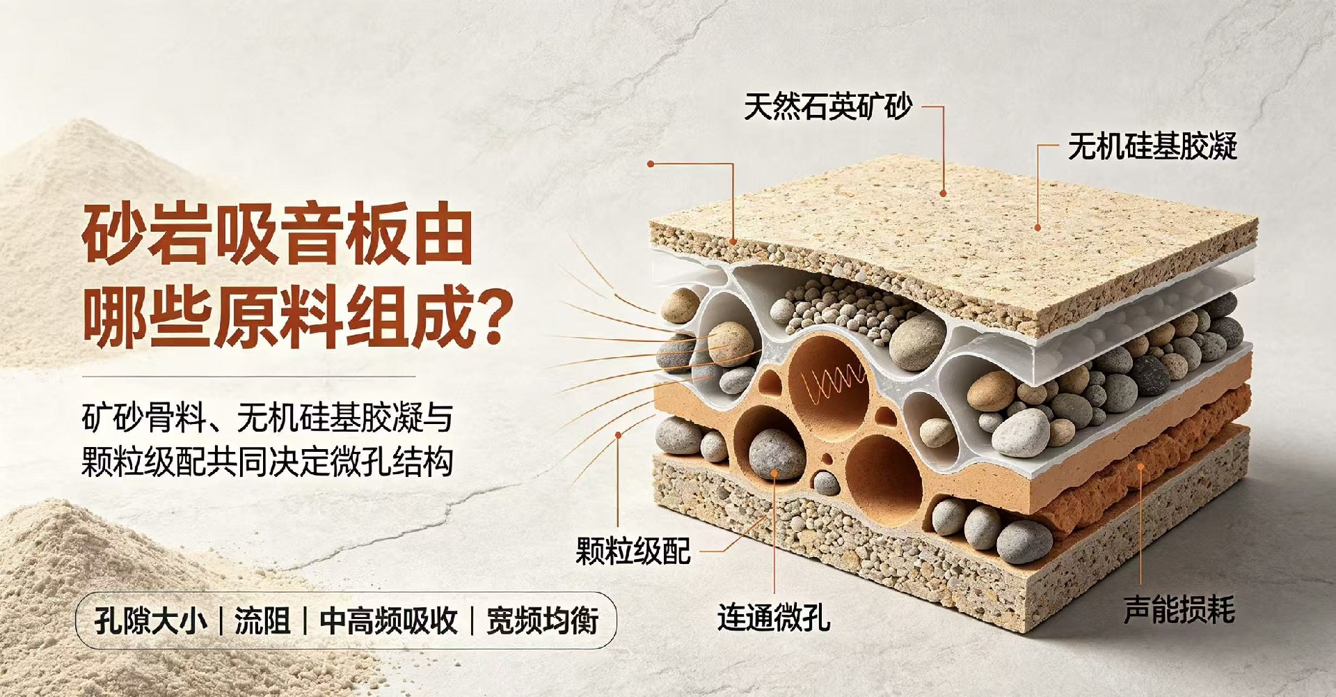 砂巖吸音板由哪些原料組成？顆粒級配有什么作用？